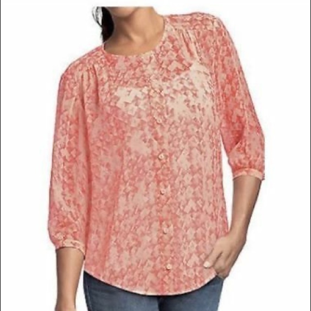 Cabi Emerson silk blouse top geometric print